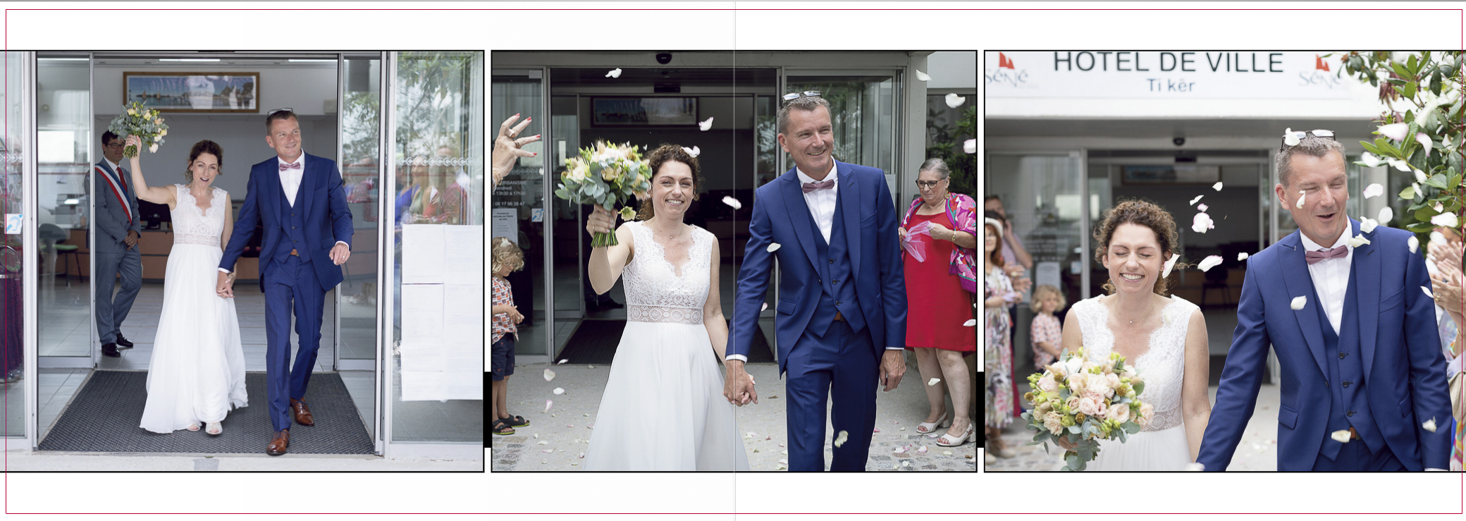 Sortie des mariés de la mairielors d'un reportage mariage dans le Morbihan