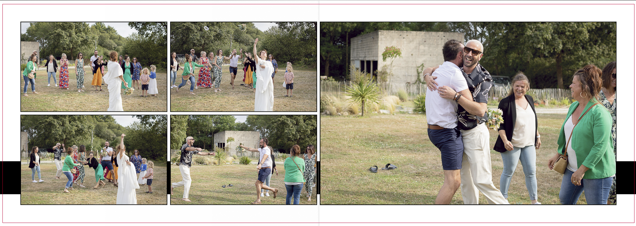 Le lancé du bouquet lors d'un reportage de mariage dans le Morbihan