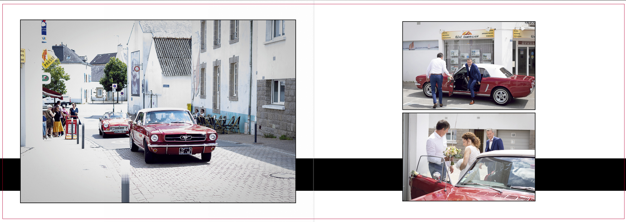 L'arrivée des mariés devant le parvis de la mairie lors d'un reportage de mariage dans le Morbihan